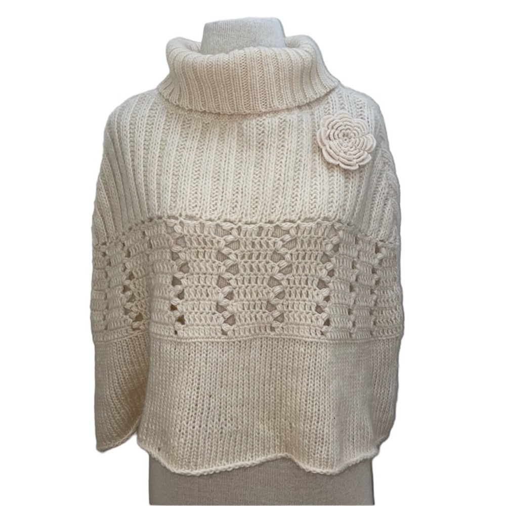 Anthropologie Sleeping on Snow Wool Granny Poncho